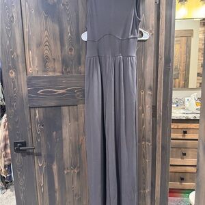 Cider Ribbed Sleeveless Jumpsuit in Charcoal Gray